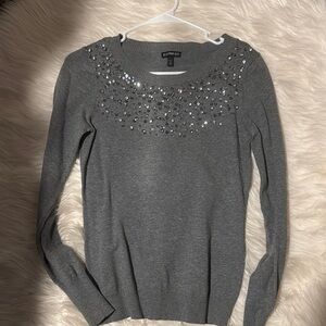 Express Gray Sweater with Embellishments